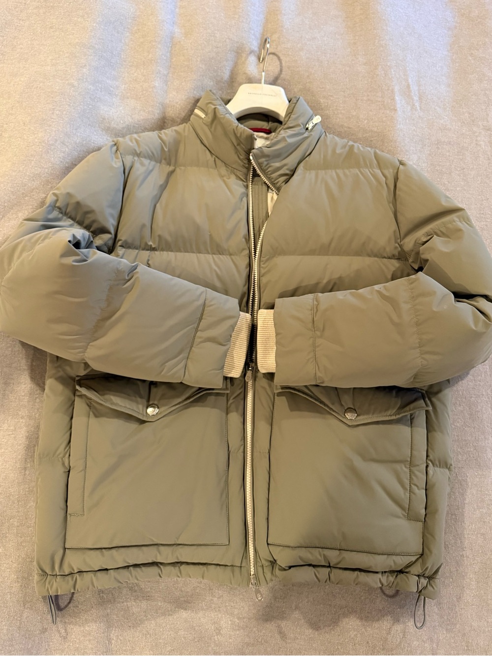 Brunello Cucinelli Quilted Shell Hooded Down Jacket - Olive Green